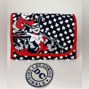 DC Comics Harley Quinn Black, Red & White cosmetic, travel bag.